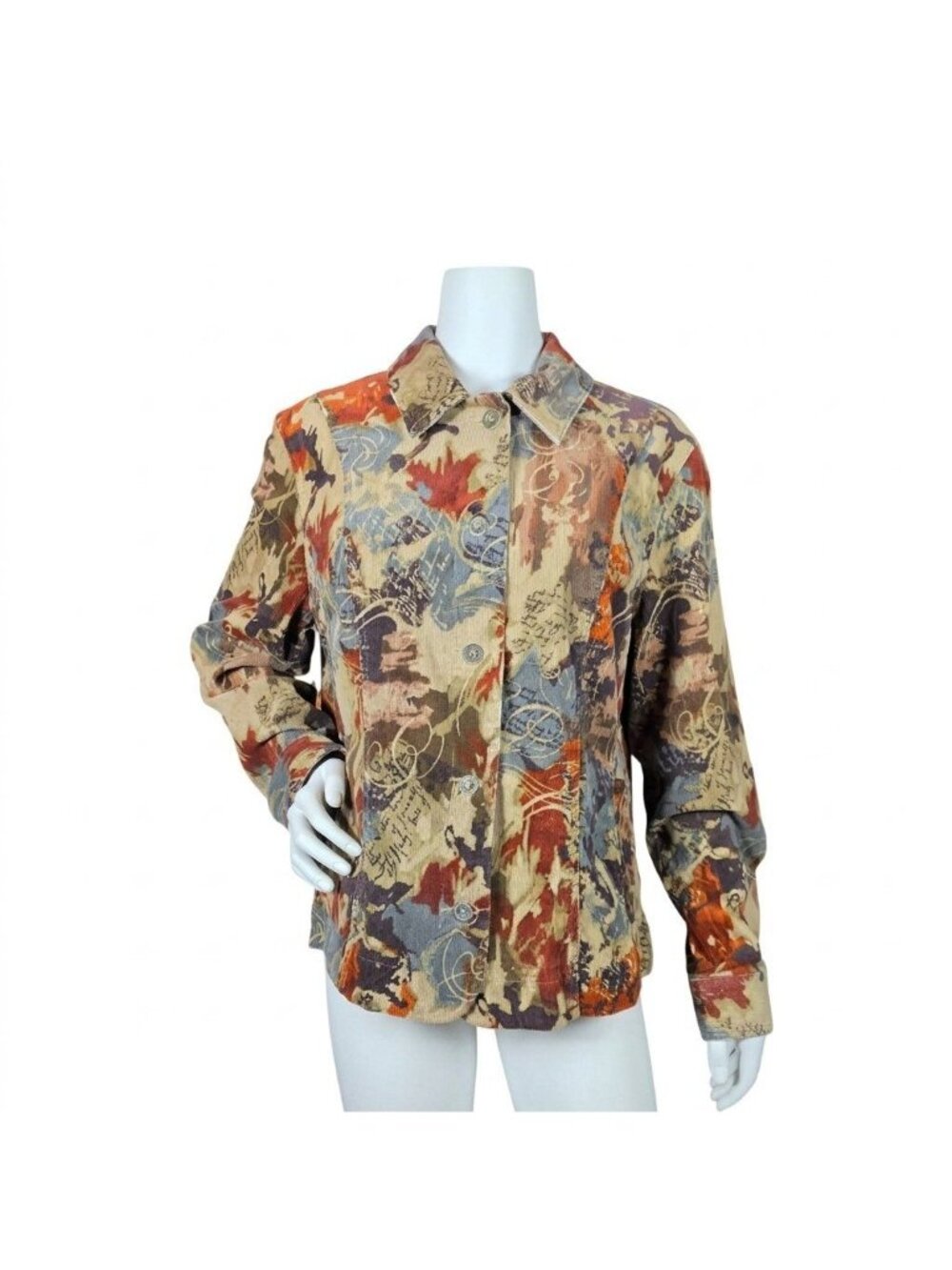 Vintage Y2K Christopher Banks Corduroy Shacket XL Abstract Artsy Grandmacore